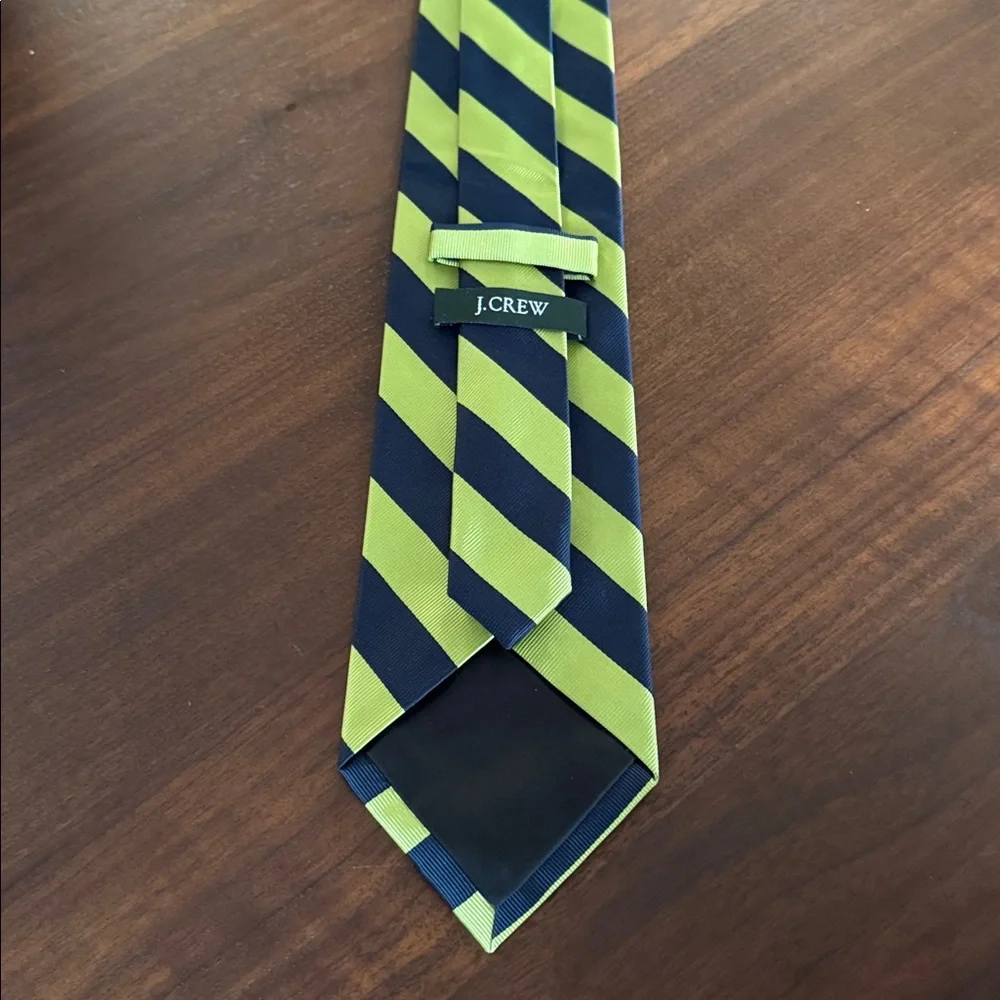 J. CREW 100% SILK TIE REPP DIAGONAL RIBBED STRIPED CLASSIC NECKTIE NAVY GREEN